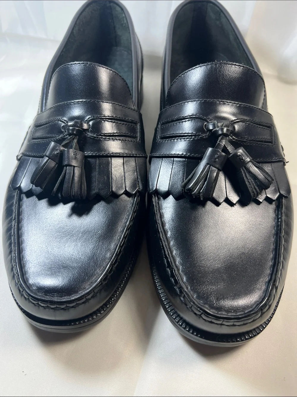 Hush Puppies Black Leather Tassel Loafers for Men